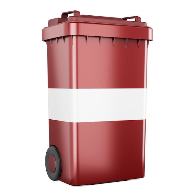 Waste container with Latvian flag 3D rendering