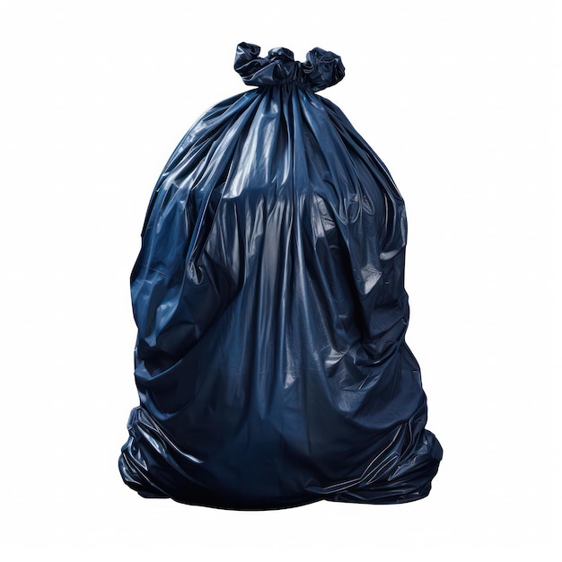 Photo waste disposal black garbage bags on white background