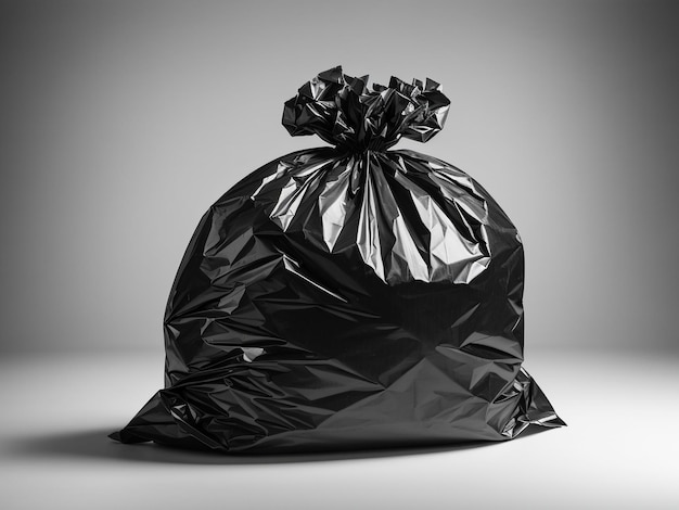 Waste Management Essential Black Garbage Bag Isolated on Transparent or White