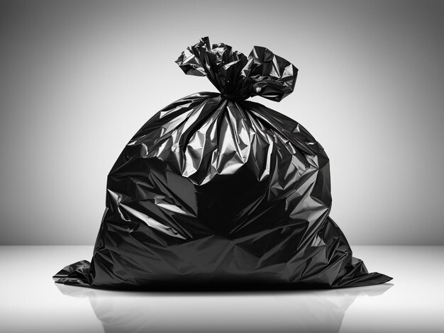 Waste Management Essential Black Garbage Bag Isolated on Transparent or White