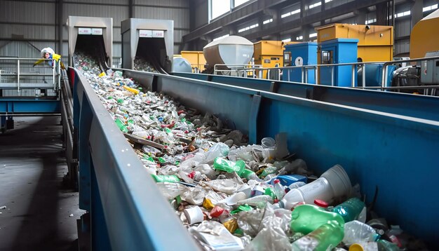 リサイクルコンベヤーを備えた廃棄物管理施設