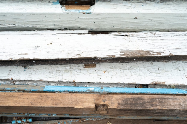 waste old painted wood pile background and texture deconstructing the backyard deck and removing