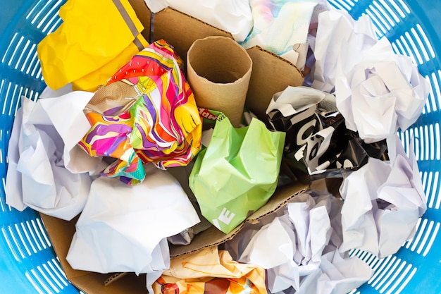 Photo waste papers in basket