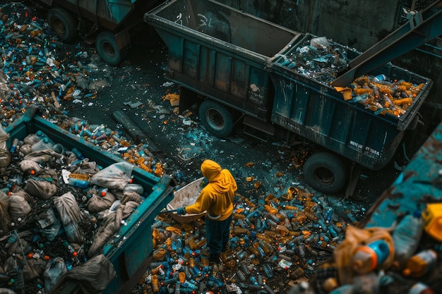 Foto concetto di selezione dei rifiuti e dei rifiuti