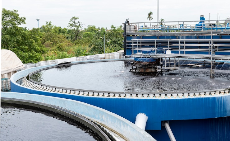 Photo waste water treatment ponds from industrial plants