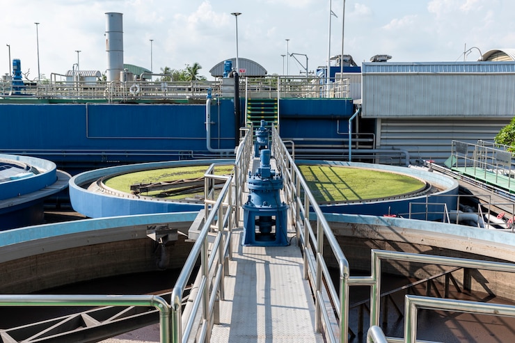 Photo waste water treatment ponds from industrial plants