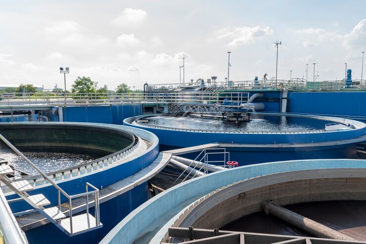 Photo waste water treatment ponds from industrial plants