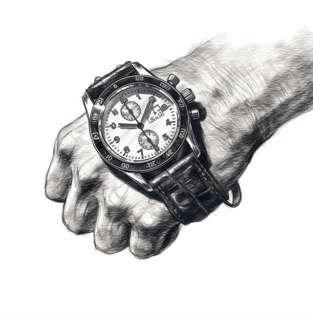 A watch in hand digital art