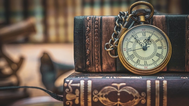 Watch Necklace On Old Book