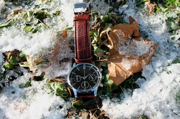 Watch on a snow winter greeting