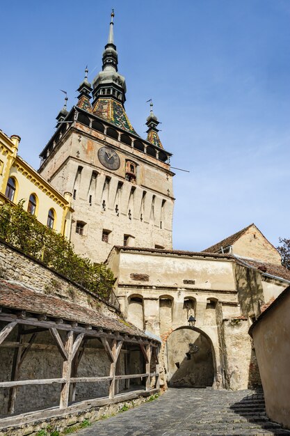 Watch tower in Sighisoara town, Romania