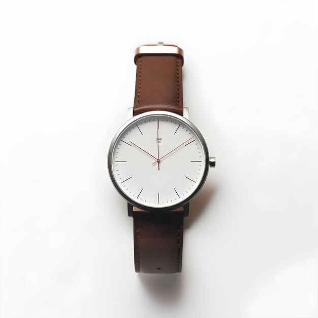 A watch with a brown band