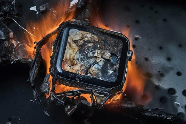 A watch with a fire on it and the words'fire'on it