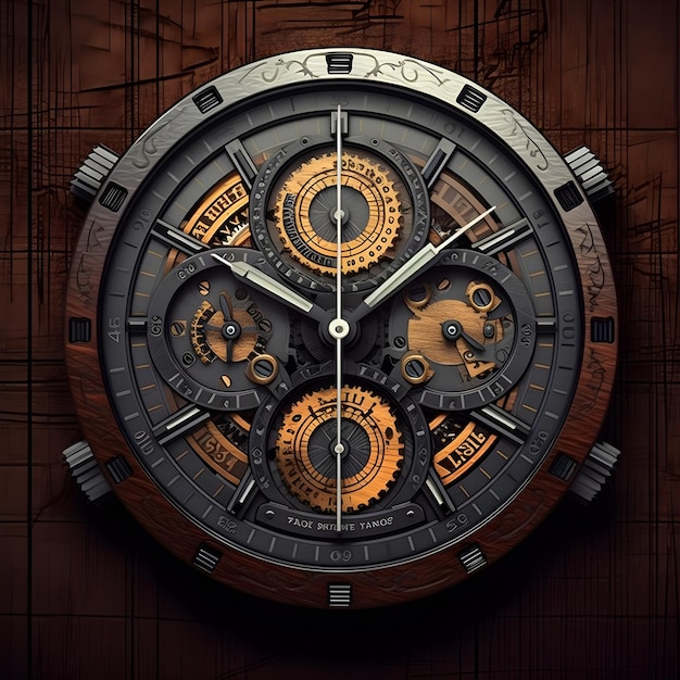 A watch with gears and gears on it