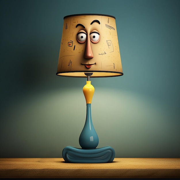 Photo watchful cartoon lamp in photorealistic style