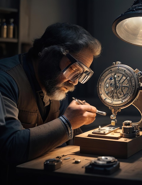 腕時計の修理をする時計師