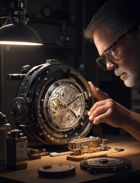 Photo watchmaker repairing watches