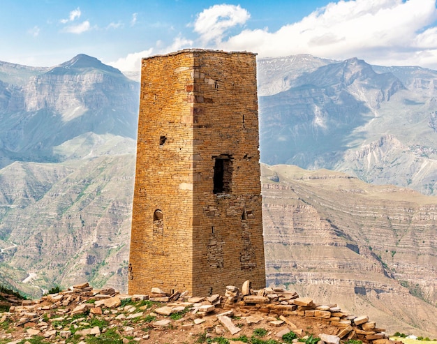 Watchtower in the old village of Goor in Dagestan