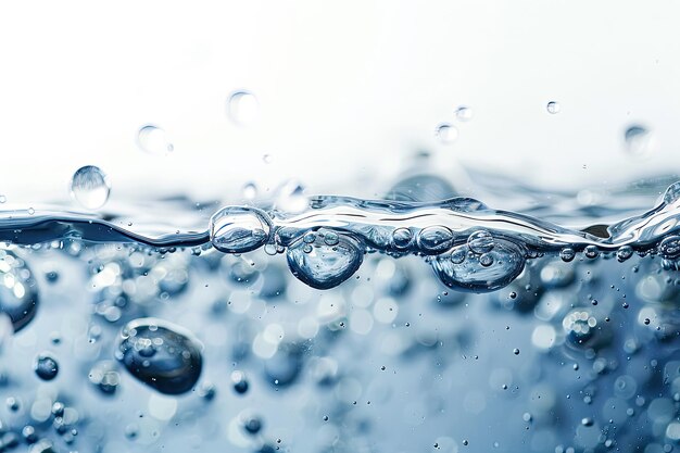 Water and air bubbles over white background