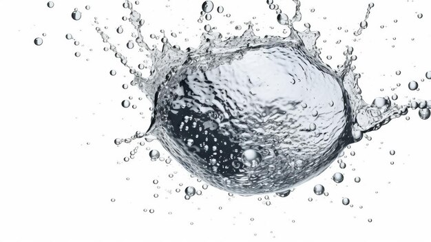 Water and air bubbles over white background