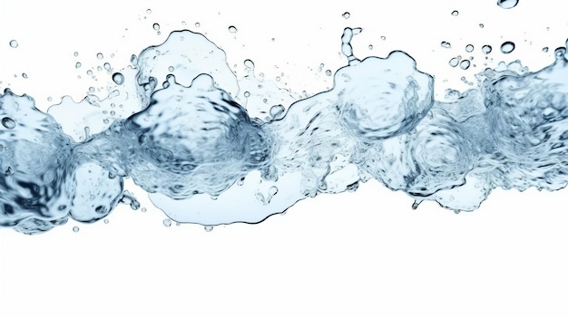 Water and air bubbles over white background