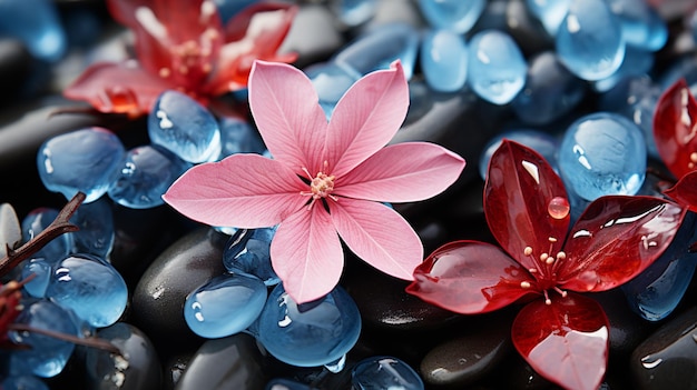 water beads on flowers HD 8K wallpaper Stock Photographic