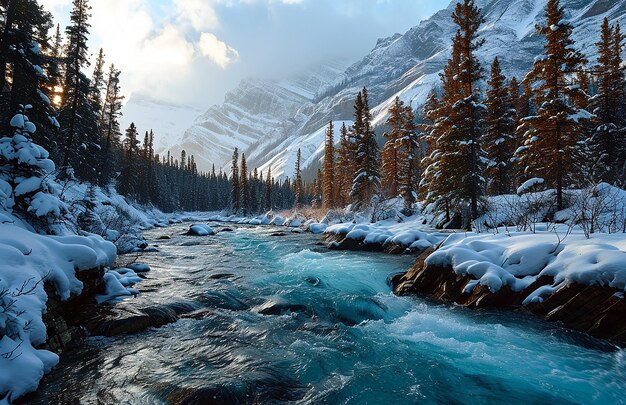 Photo water in the big lake in the style of mountainous