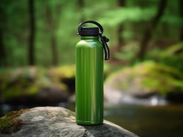 Water bottle close up outdoor concept nature background