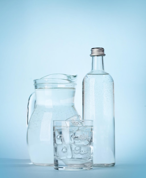 Water bottle and glass