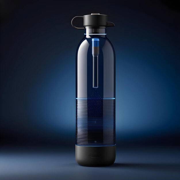 Фото Мокет бутылки с водой на темно-синем фоне