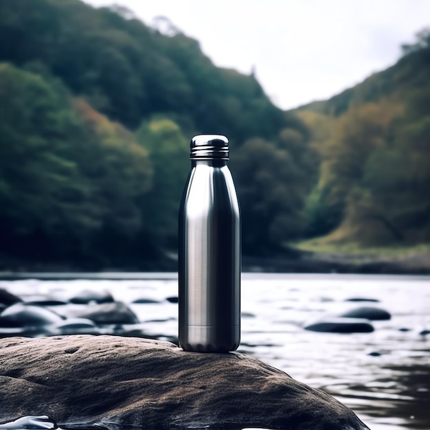 Water bottle thermos mockup