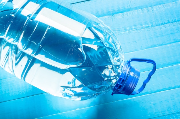 Water bottle on the  wood table