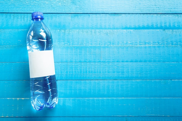 Water bottle on the wooden table