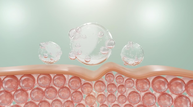 Photo water bubble drop on skin cell