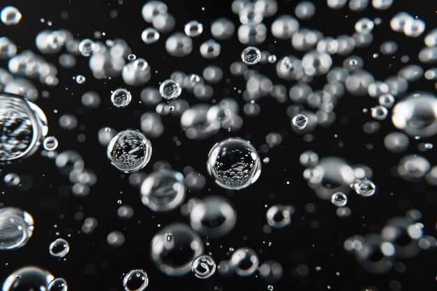 Water bubbles on black background