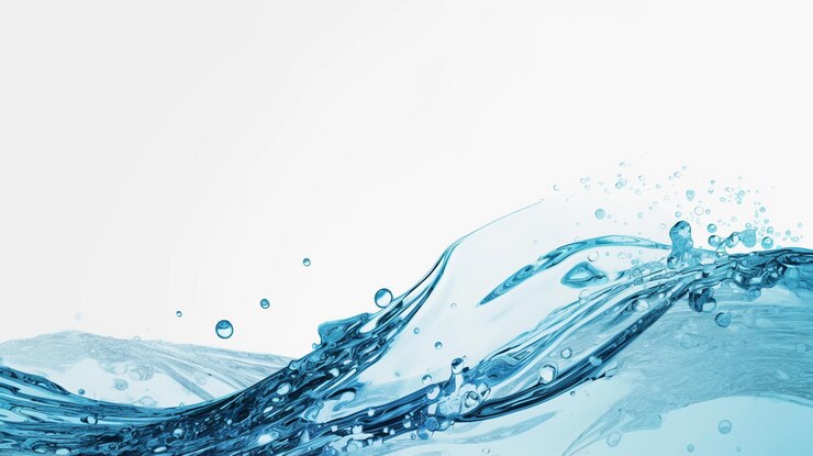 Photo water bubbles in a blue glass