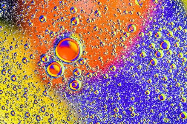 Water bubbles on colorful background