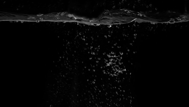 Photo water bubbles floating on black background with oil paint effect which represent refreshing of refreshment from soda or carbonated drink and power of liquid that splashing by air pump
