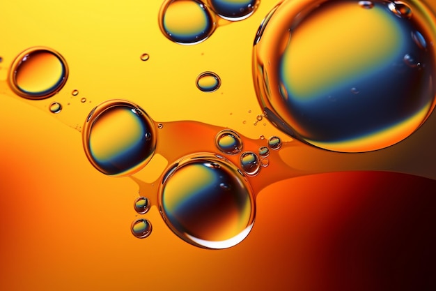 water bubbles in a glass with a yellow background.