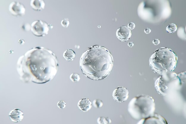 Water bubbles isolated over a light gray background