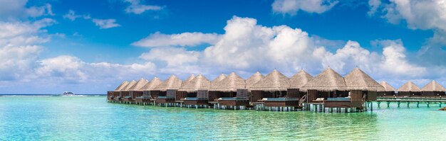 Water Bungalows at tropical island in the Maldives