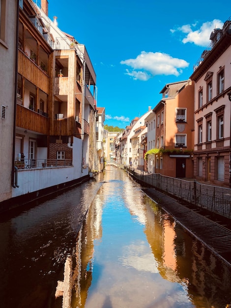 water canal in the city of Freiburg on a sunny day