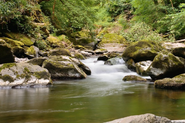 Water cascading through stones