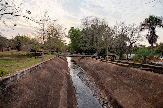 Water channels that divert part of the water from the river to the small abandoned hydroelectric pla