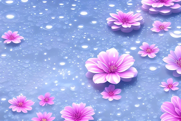 Water circles petals background realistic pink composition with shine and Sakura flowers