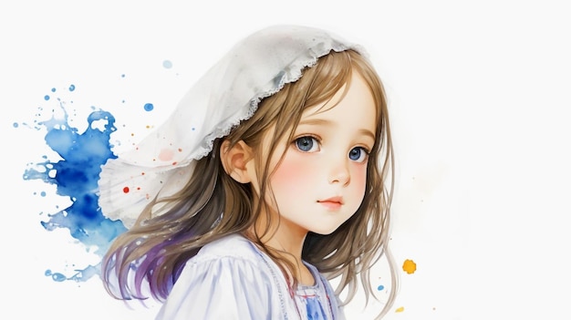 Water color beautiful girl with white background