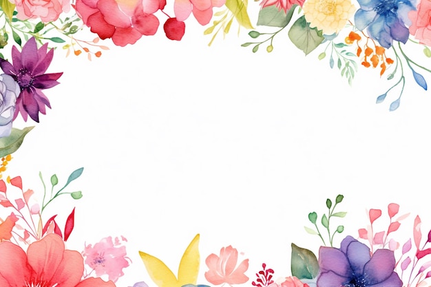 Photo a water color flowers border template corner design