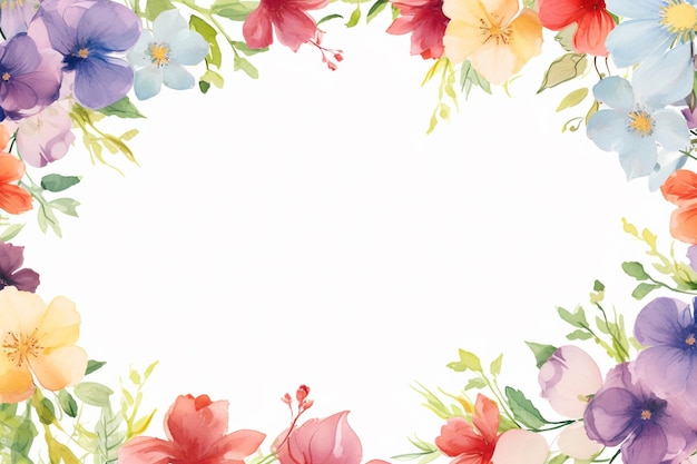 A water color flowers border template corner design