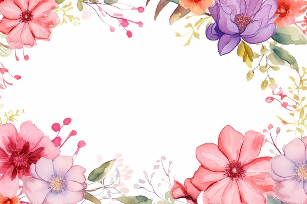 A water color flowers border template corner design