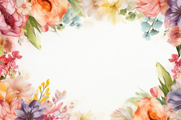 A water color flowers border template corner design